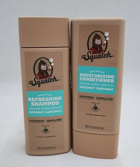 2 PACK!! DR. SQUATCH Men's Shampoo AND Conditioner Set - Coconut Castaway