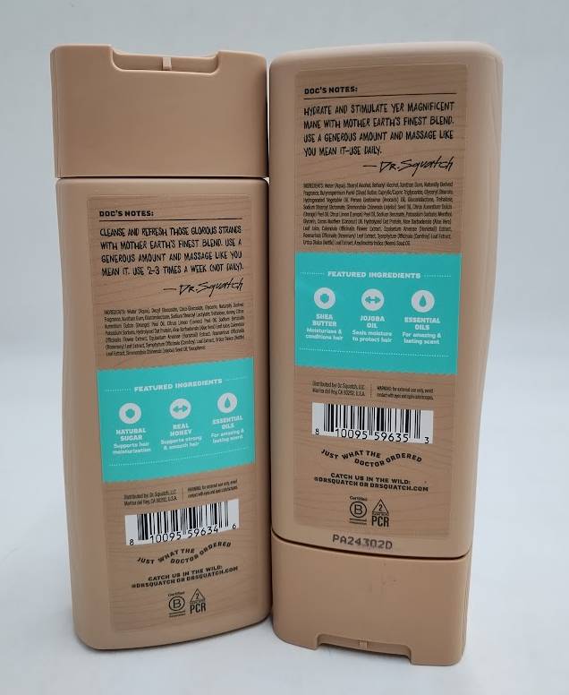 2 PACK!! DR. SQUATCH Men's Shampoo AND Conditioner Set - Coconut Castaway