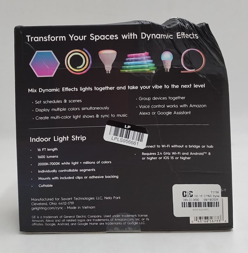 GE 16' CYNC Dynamic Effects Smart LED Color Light Strip Power Supply SEE DETAILS