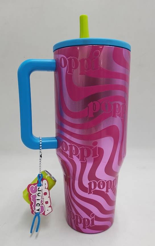 HydroJug x Poppi 40 fl oz Stainless Steel Straw Tumbler Swirls READ DESCRIPTION
