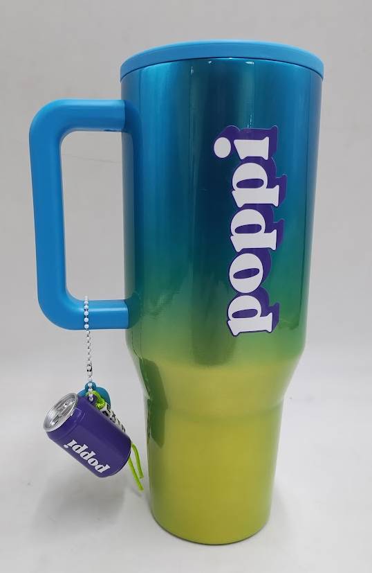 HydroJug x Poppi 40oz Stainless Steel - Green Smiley Face READ DESCRIPTION