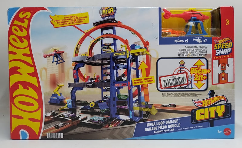Hot Wheels Mega Loop Garage Playset 1 Die-Cast Car & 1 Helicopter SEE DETAILS