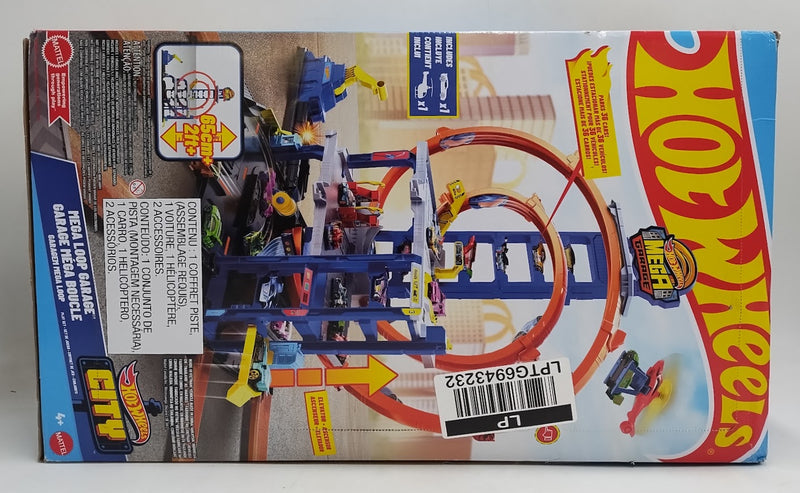 Hot Wheels Mega Loop Garage Playset 1 Die-Cast Car & 1 Helicopter SEE DETAILS