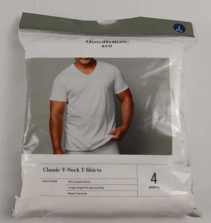 Men 4pk V-Neck T-Shirt - Goodfellow - White Large