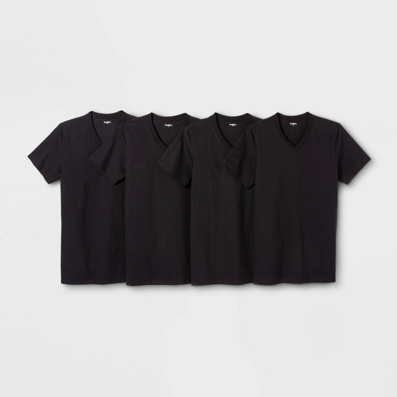 Men's 4pk V-Neck T-Shirt - Goodfellow & Co Black Medium