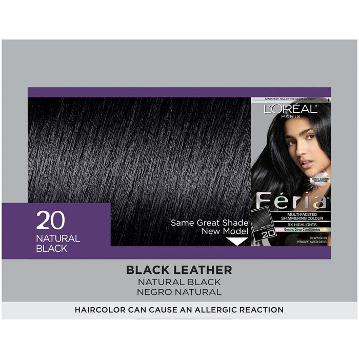 L'Oreal Paris Feria Multi-Faceted Shimmering Color - 20 Natural Black - 1 Kit
