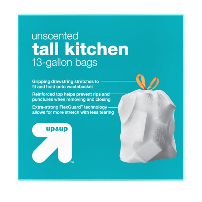 FlexGuard Unscented Tall Kitchen Drawstring Trash Bags - 13 Gallon - 25ct - Up&Up