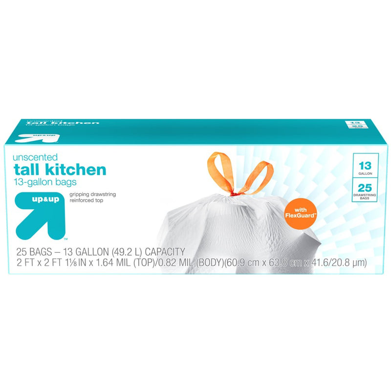 FlexGuard Unscented Tall Kitchen Drawstring Trash Bags - 13 Gallon - 25ct - Up&Up