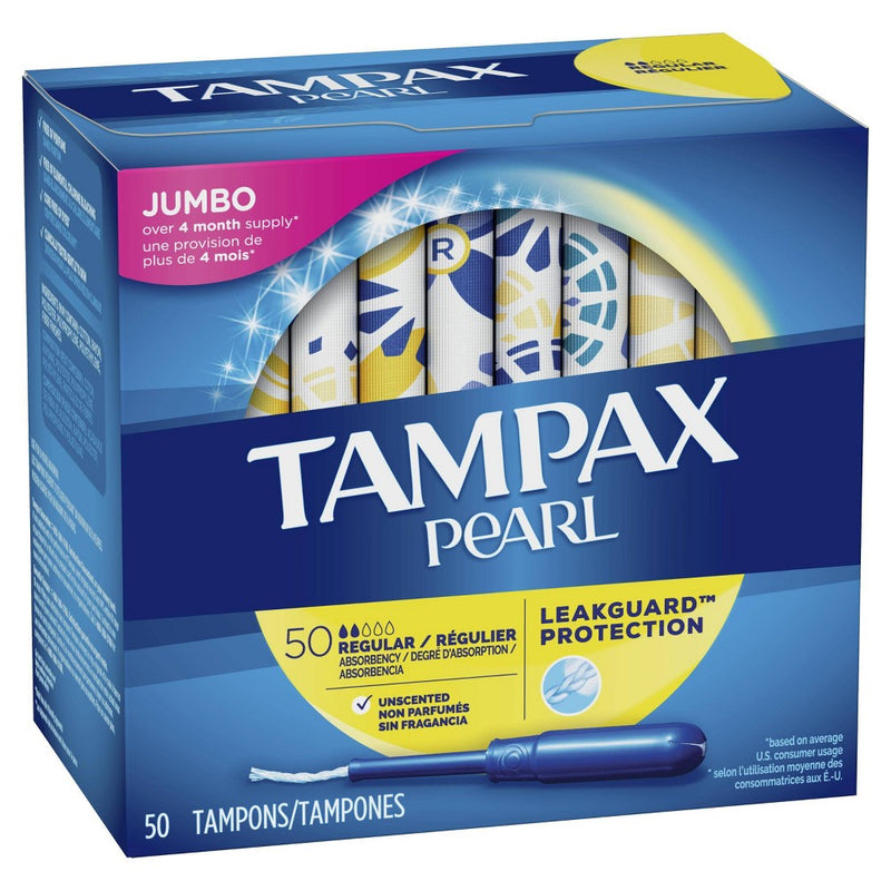 Tampax Pearl Tampons - Regular Absorbency - Plastic - 50ct