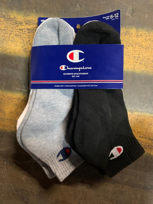 Champion Men's Logo 6-Pack Ankle Socks, Assorted, Shoe: 6-12