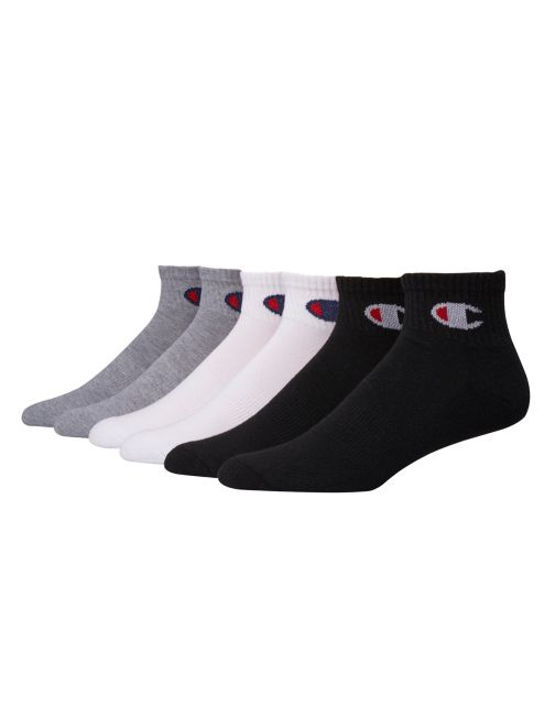 Champion Men's Logo 6-Pack Ankle Socks, Assorted, Shoe: 6-12