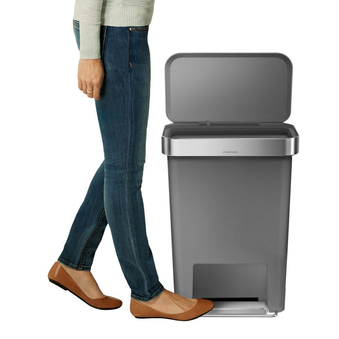 simplehuman 45 Liter Rectangular Step Trash Can - Gray