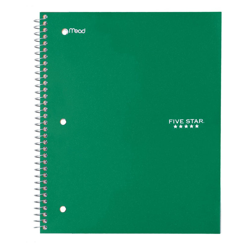 Five Star 1 Subject Wide Ruled Spiral Notebook - Green