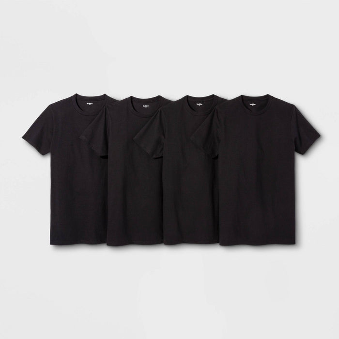 Men's Short Sleeve 4pk Crew-Neck T-Shirt - Goodfellow & Co--Black M.
