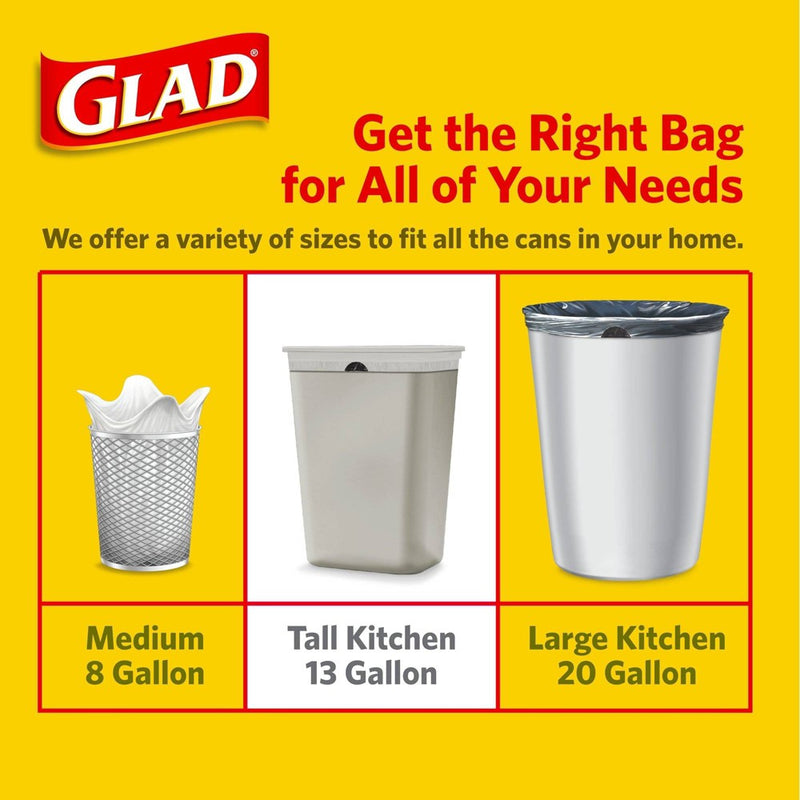 Glad Tall Kitchen Drawstring Trash Bags - OdorShield 13 Gallon Grey Trash Bag - Febreze Fresh Clean - 100ct