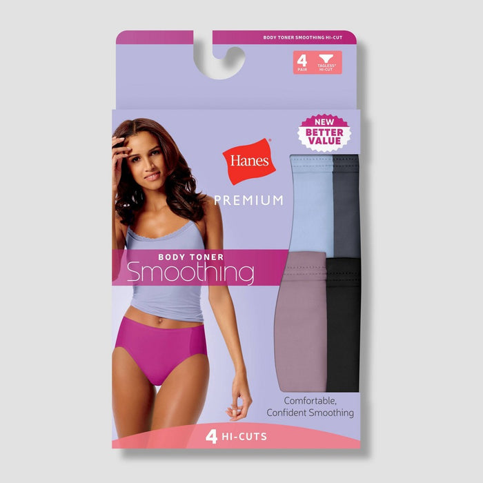 Hanes Premium Women's 4pk Tummy Control HiCut Underwear - Color May Vary S