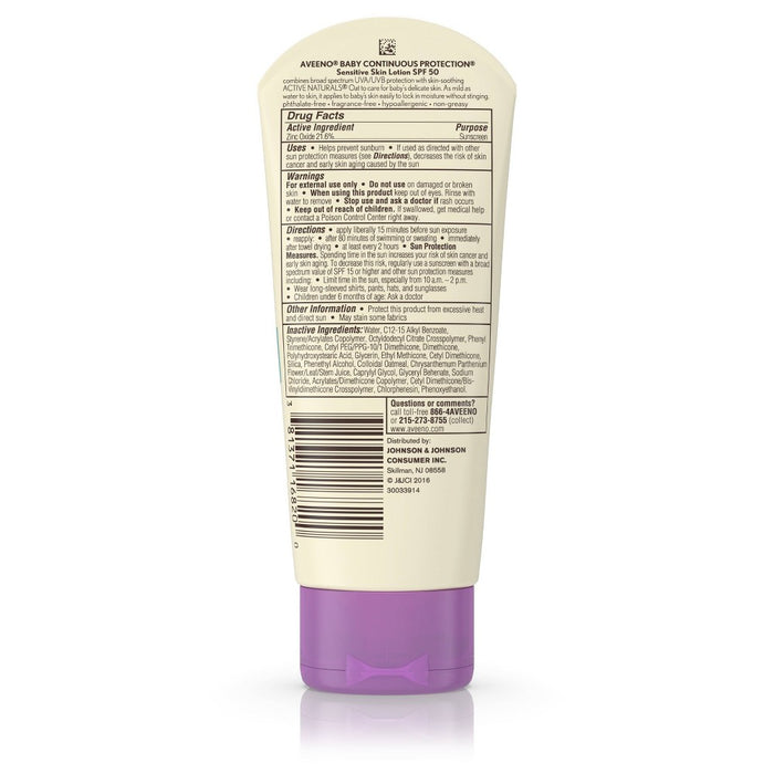 Aveeno Baby Continuous Protection Zinc Oxide Mineral Sunscreen - SPF 50