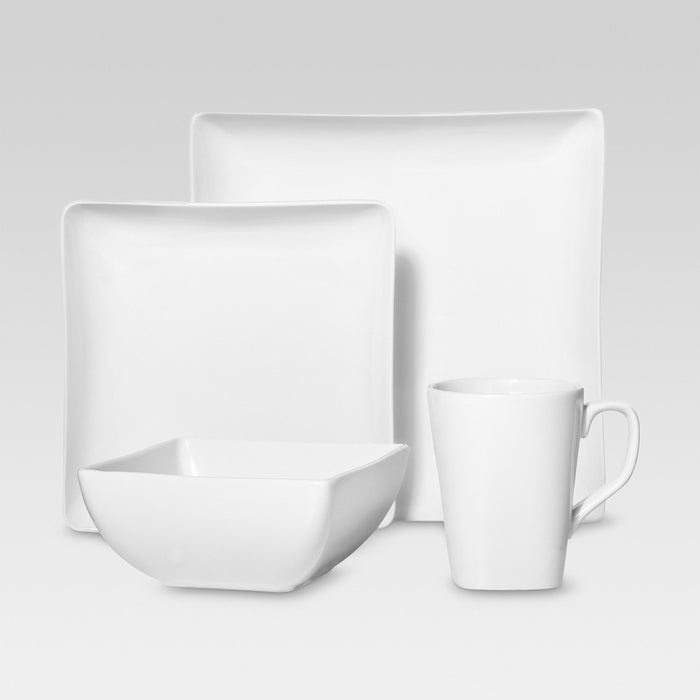 Square Rim Porcelain 16pc Dinnerware Set - Threshold (LOCAL PICKUP ONLY)
