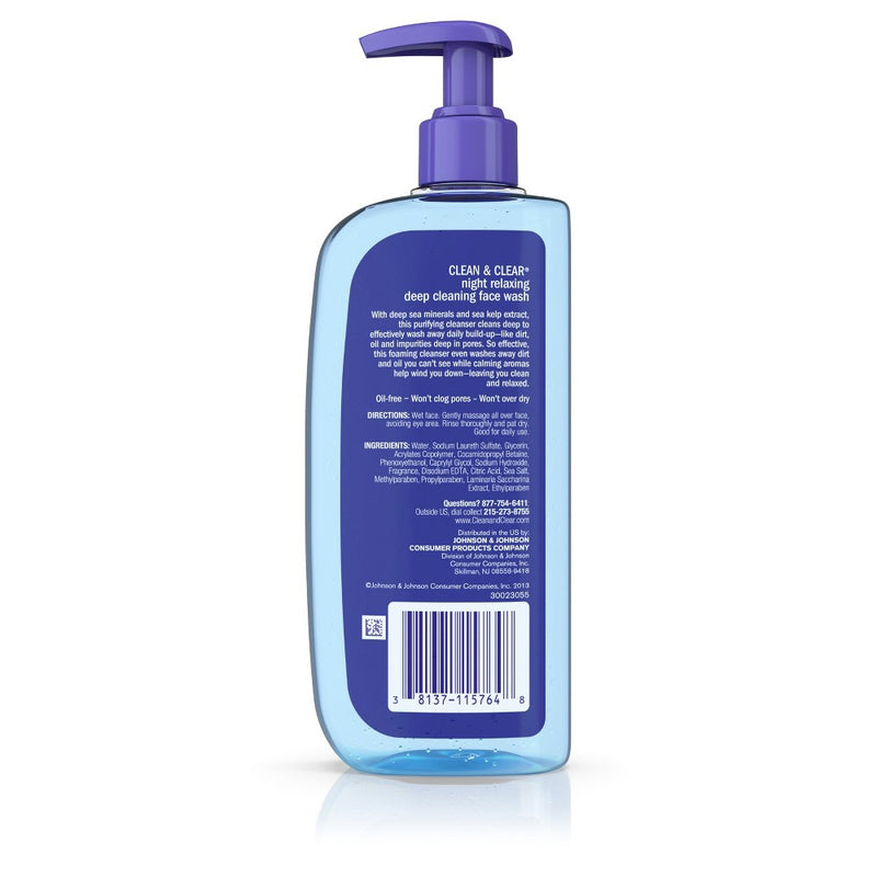 Clean & Clear Night Relaxing Oil-Free Deep Cleaning Face Wash - 8 fl oz