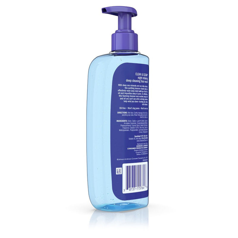 Clean & Clear Night Relaxing Oil-Free Deep Cleaning Face Wash - 8 fl oz