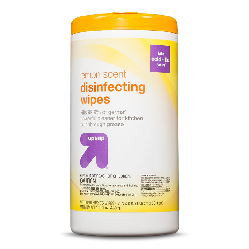 Disinfecting Wipes Lemon Scent 75 ct - Up&Up&