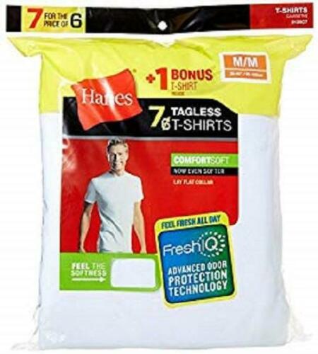 Hanes Men 7Pk Crew Neck T-Shirts With Fresh IQ - M White