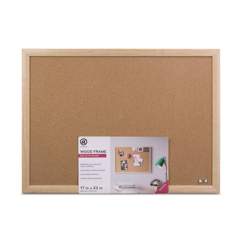 Ubrands Cork Bulletin Board Wood Frame 17"x23" Brown (LOCAL PICKUP ONLY)