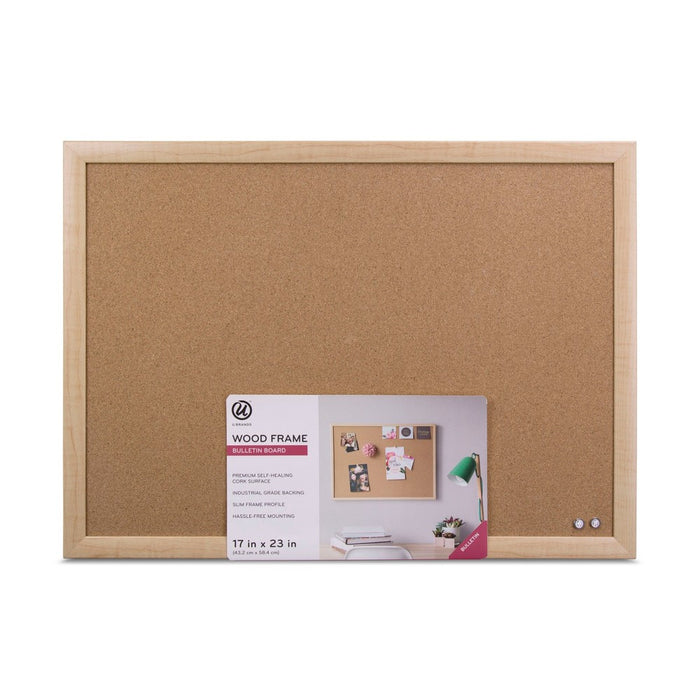 Ubrands Cork Bulletin Board Wood Frame 17"x23" Brown (LOCAL PICKUP ONLY)