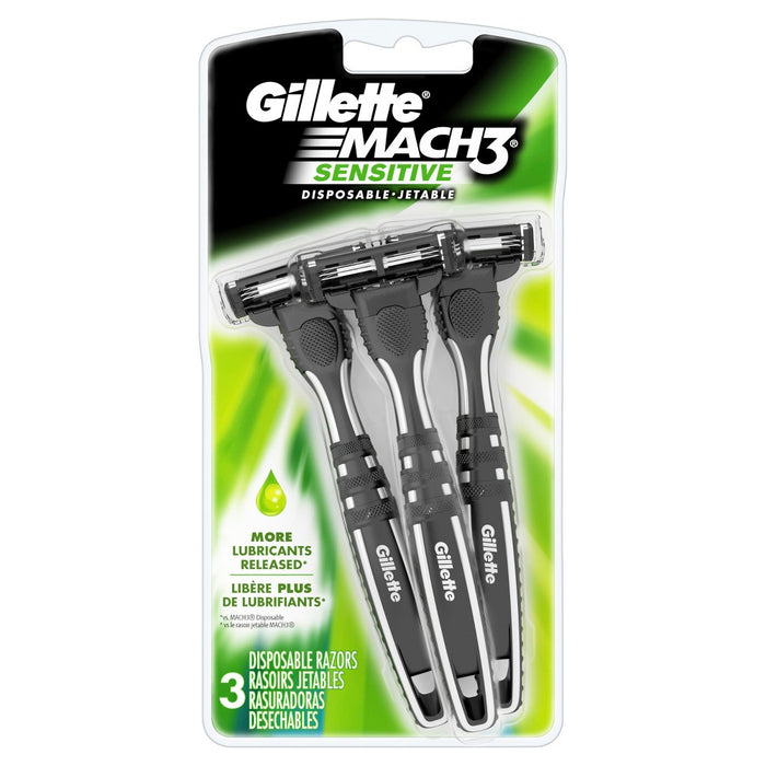 Gillette Mach3 Sensitive Men's Disposable Razors - 3ct