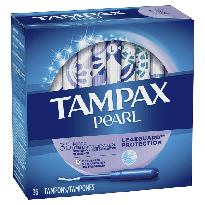 Tampax Pearl Plastic, Light Absorbency Unscented Tampons - 36ct