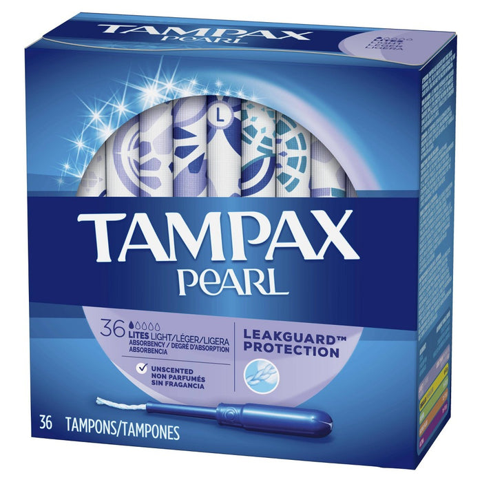 Tampax Pearl Plastic, Light Absorbency Unscented Tampons - 36ct