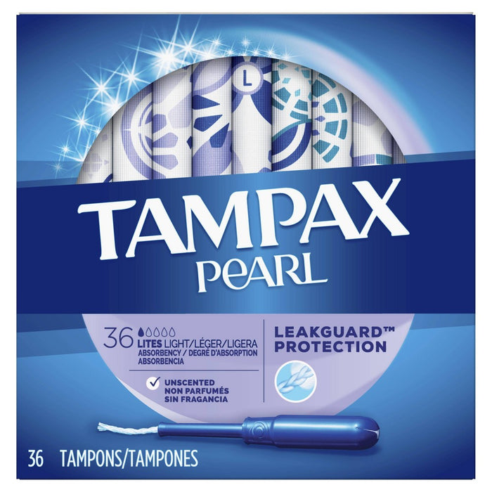 Tampax Pearl Plastic, Light Absorbency Unscented Tampons - 36ct