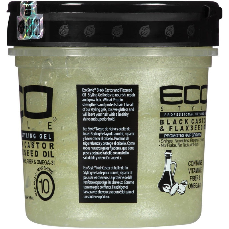 Eco Style Professional Styling Gel Black Castor & Flaxseed Oil - 16 fl oz