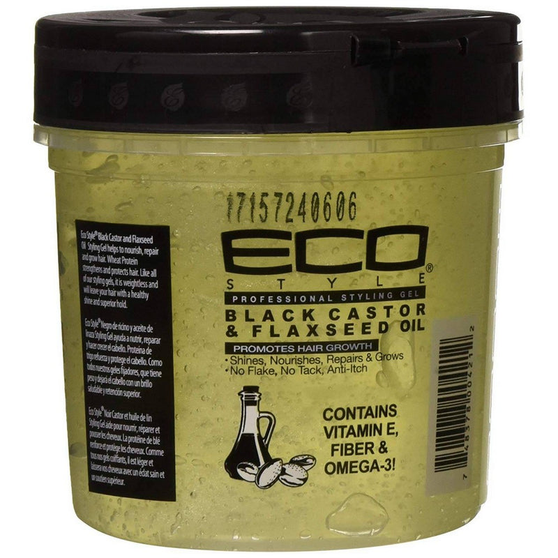 Eco Style Professional Styling Gel Black Castor & Flaxseed Oil - 16 fl oz