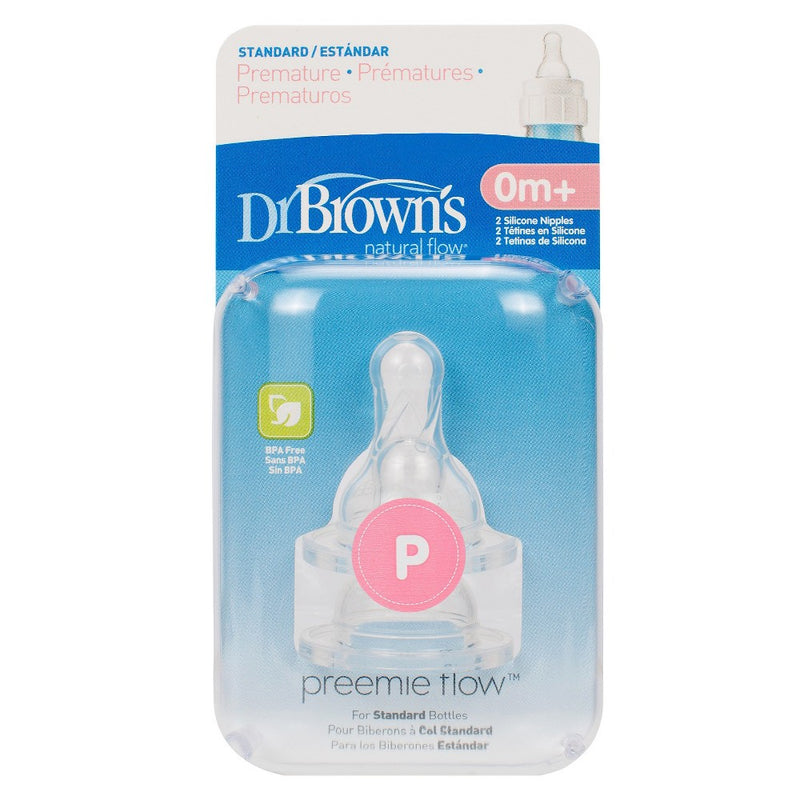 Dr. Brown's Natural Flow Preemie Standard Bottle Nipples - 2pk
