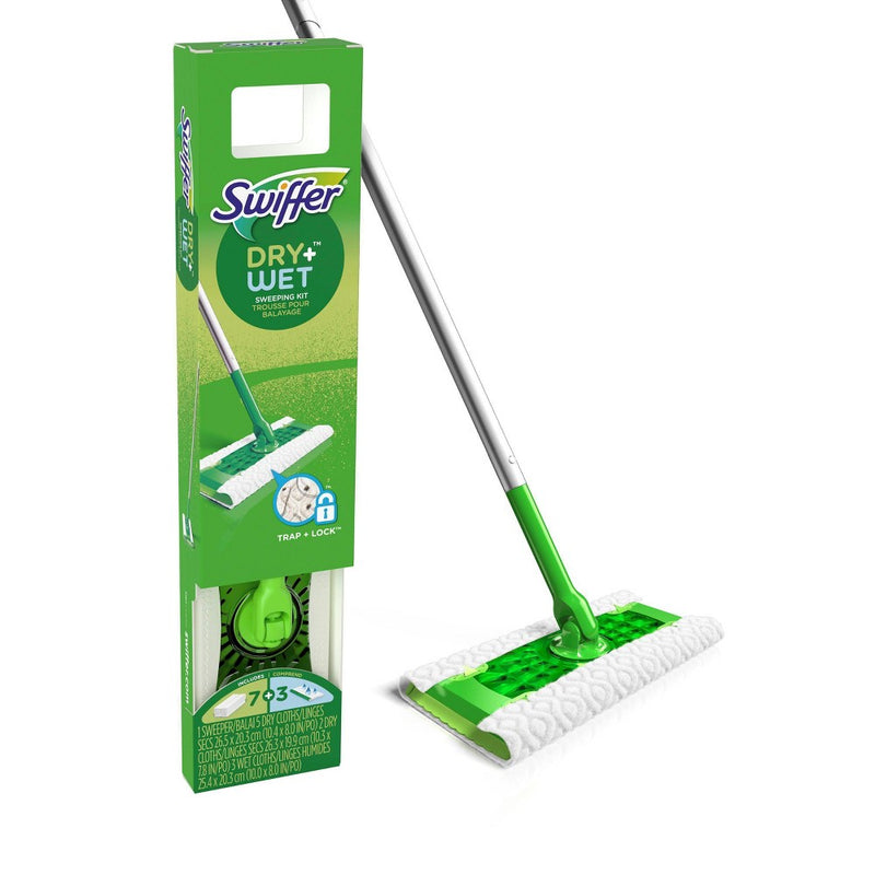 Swiffer Sweeper Dry + Wet All Purpose Floor Mopping and Cleaning Starter Kit with Heavy Duty Cloths - Includes 1 Mop - 10 Refills (LOCAL PICKUP ONLY)