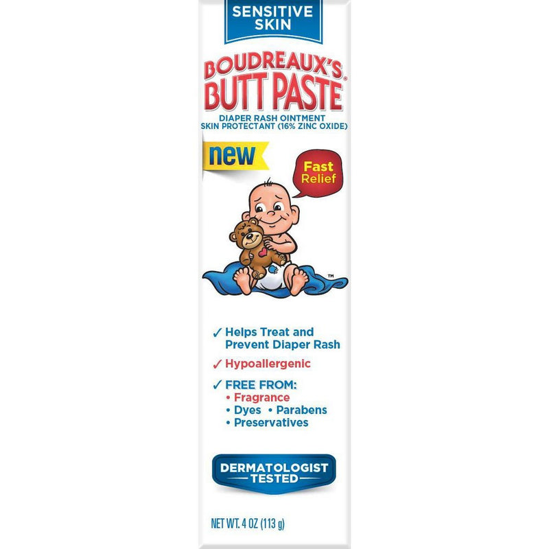 Boudreaux's Butt Paste Hypoallergenic Diaper Rash Ointment For Sensitive Skin - 4oz