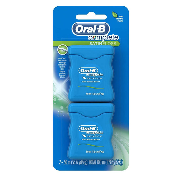 Oral-B Complete SatinFloss Dental Floss Mint - 50m/2pk