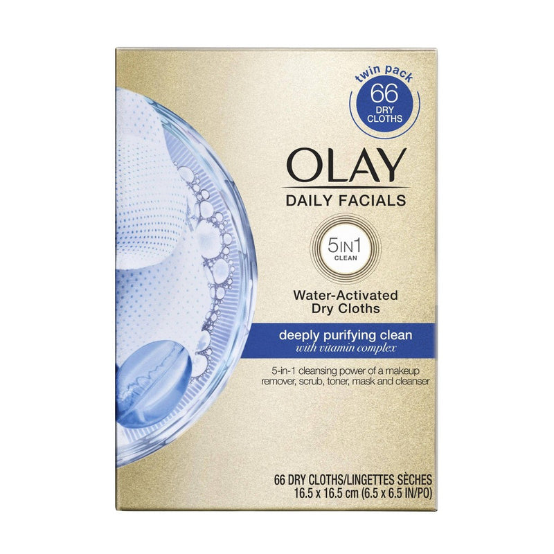 Olay Daily Deep Clean 5-in-1 Water Activated Cleansing Cloths - 66 ct