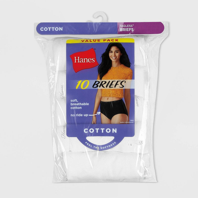 Hanes Women's 10pk White Briefs Underwear - White 7