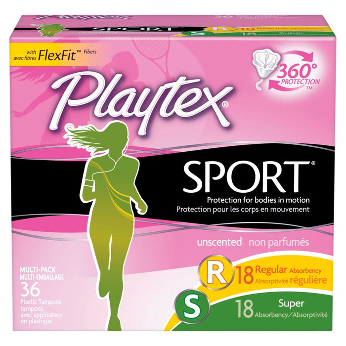 Playtex Sport Multipack Tampons - Plastic - Unscented - Regular/Super - 36ct