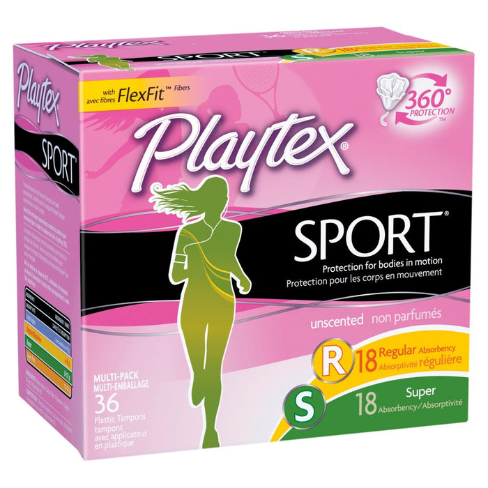 Playtex Sport Multipack Tampons - Plastic - Unscented - Regular/Super - 36ct