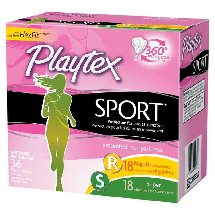 Playtex Sport Multipack Tampons - Plastic - Unscented - Regular/Super - 36ct