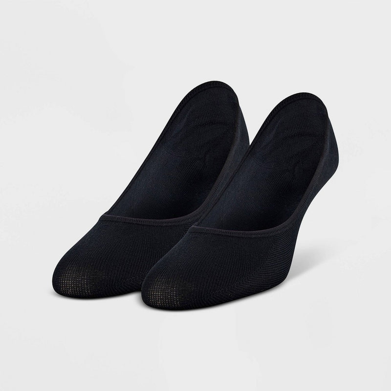 Peds Women's Microfiber Liner Nylon 2pk - Black M(5-10)