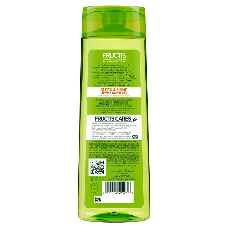 Garnier Fructis Sleek & Shine Shampoo for Frizzy, Dry, Unmanageable Hair -12.5 fl oz