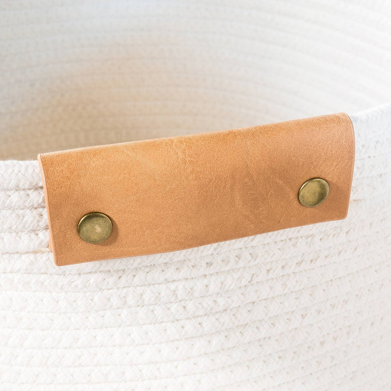 Decorative Coiled Rope Square Base Tapered Basket Small White 13" - Threshold&