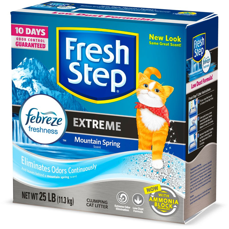 Fresh Step - Extreme Scented Litter with the Power of Febreze - Clumping Cat Litter - Mountain Spring - 25lbs (LOCAL PICKUP ONLY)
