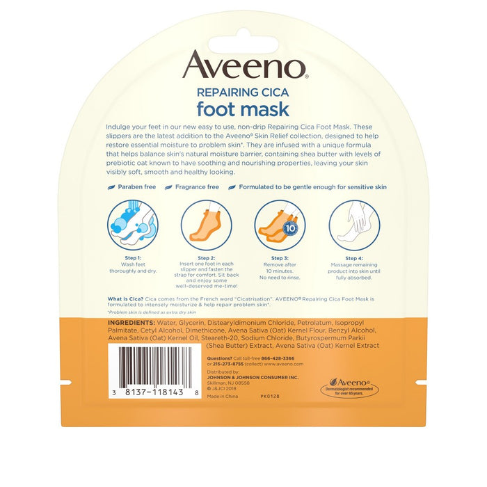 Aveeno Repairing CICA Moisturizing Foot Mask with Oat 1 Pair