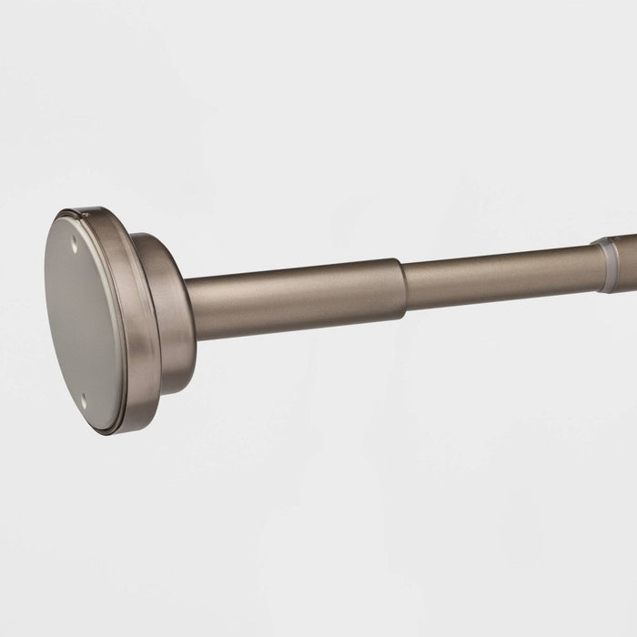 72" Curved Steel Shower Curtain Rod Tension or Permanent Mount With Tiered End Cap Nickel - Made By Design& (LOCAL PICKUP ONLY)