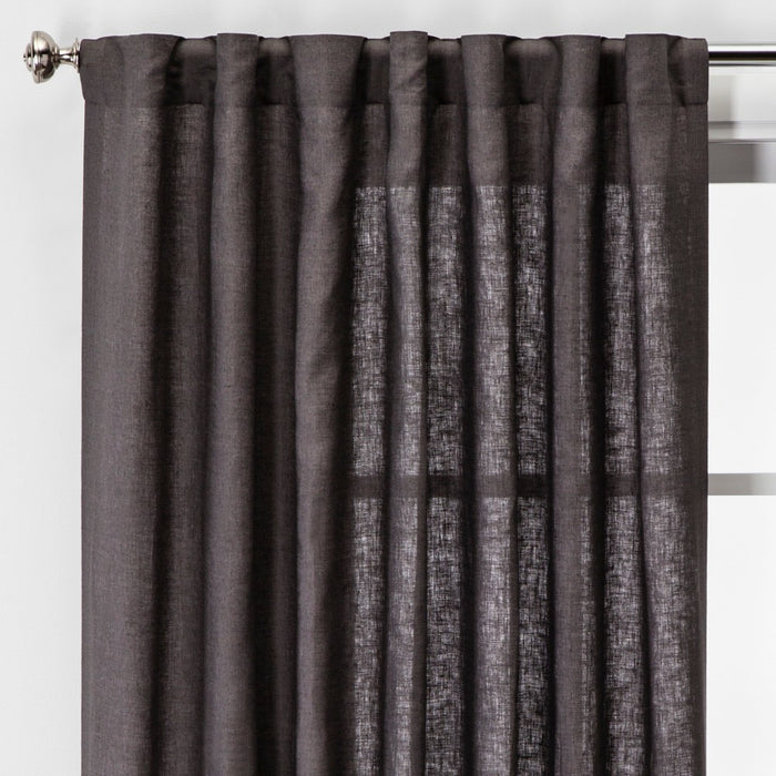 108"x54" Light Filtering Linen Curtain Panel Brown/Dark Gray - Threshold&